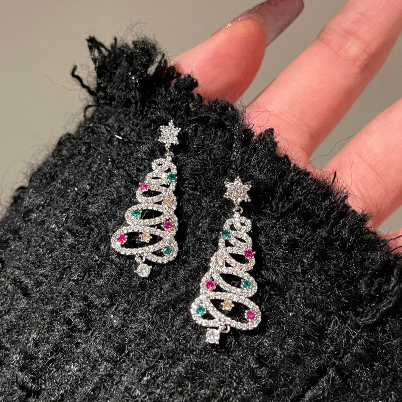 Shiney Christmas tree earrings