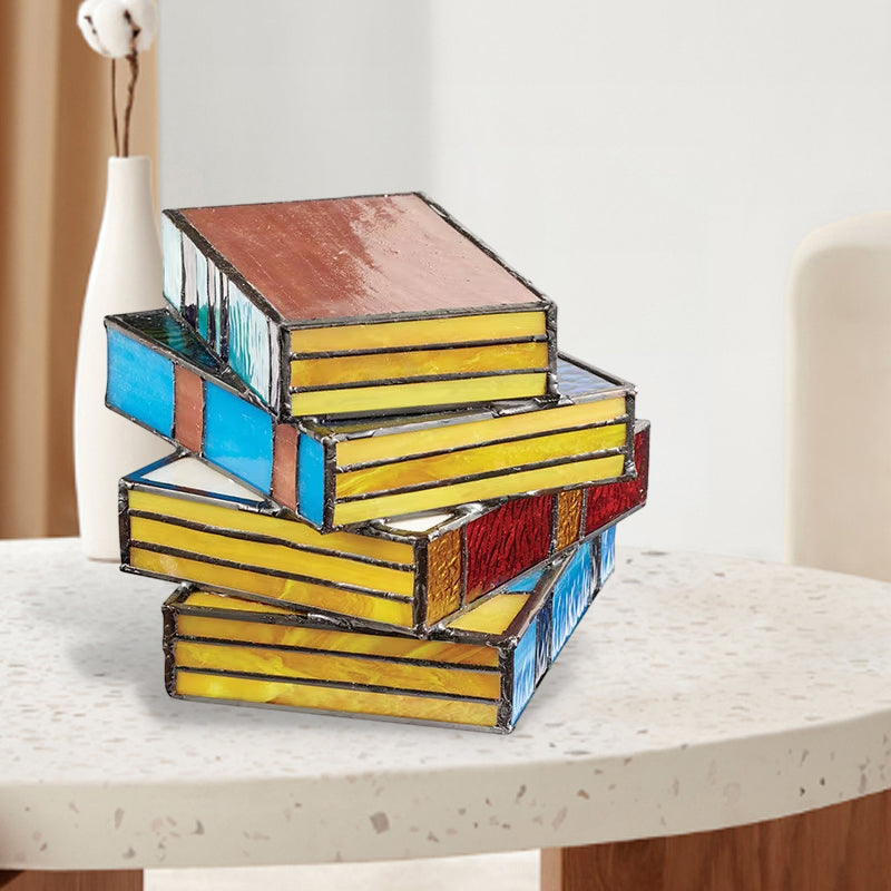 🔥Pre-sale discount!>>Stained Glass Stacked Books Lamp