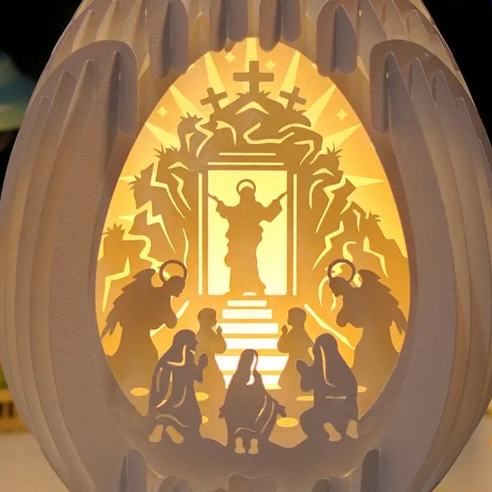 Birth of Jesus 3D Paper Desk Lamp - Handmade