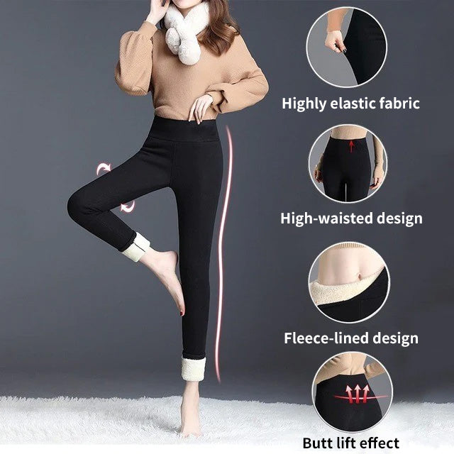 Women's Fleece-Lined Shaping Thermal Leggings for Outer Wear