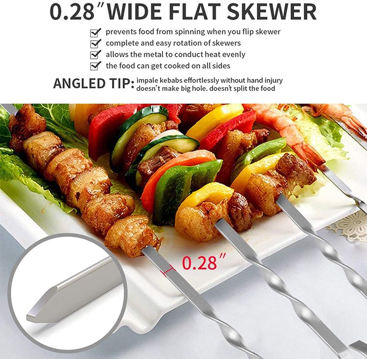 Stainless steel BBQ tools Grill Skewers 10 pcs