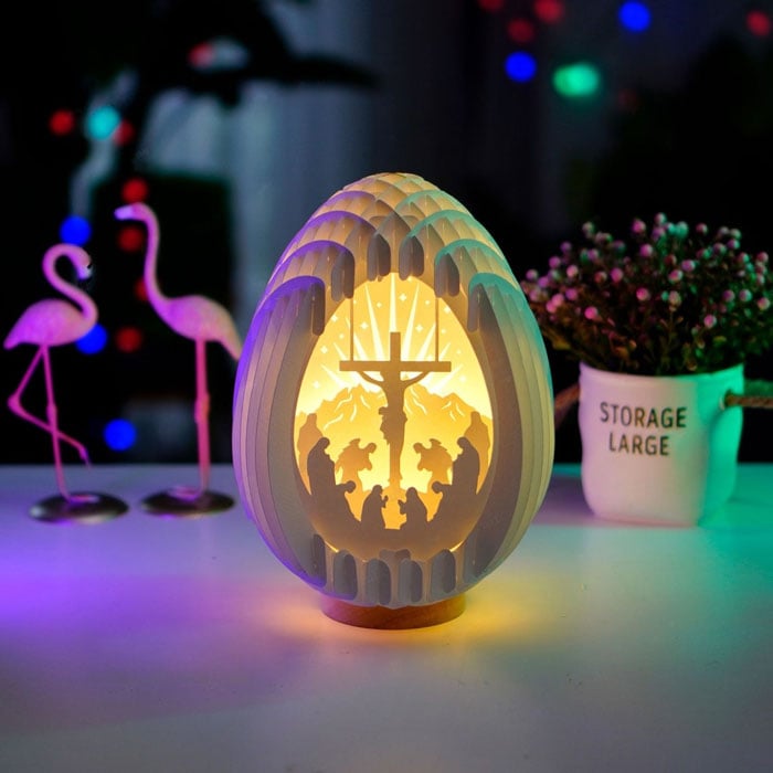 Birth of Jesus 3D Paper Desk Lamp - Handmade