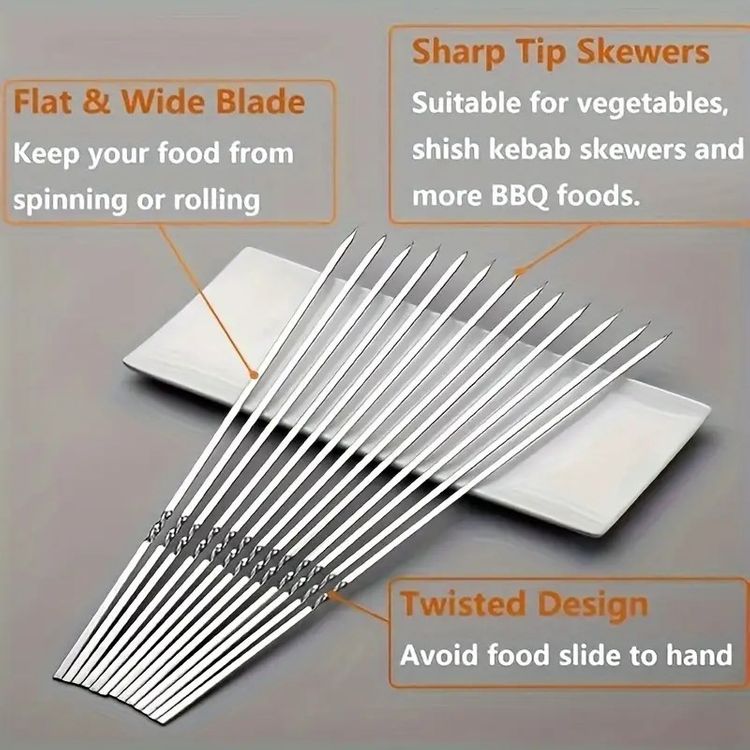 Stainless steel BBQ tools Grill Skewers 10 pcs