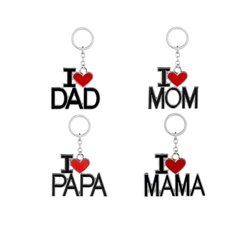 Father's Day Mother's Day red heart Keychain