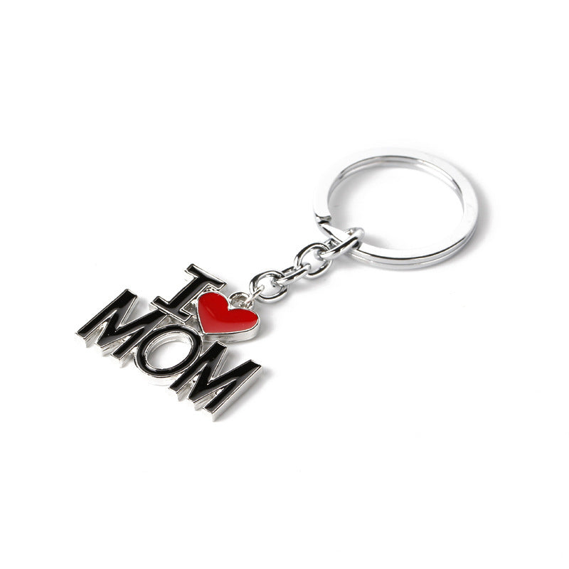 Father's Day Mother's Day red heart Keychain