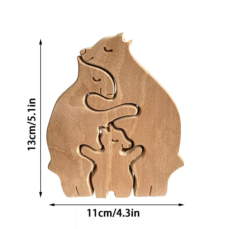 Hand-Carved Wooden Cuddling Animals Decoration