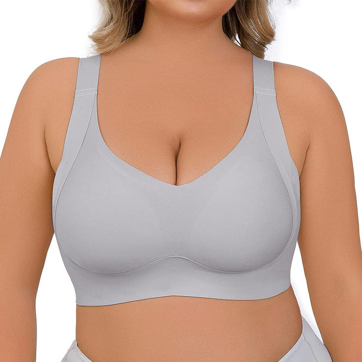 Plus-size women's shaping support bra without underwire.