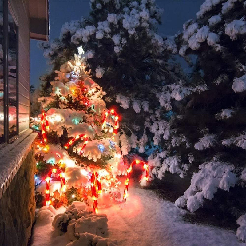 Solar Candy Cane Christmas Decorations