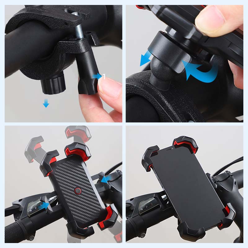 Universal bike phone holder with 360° view