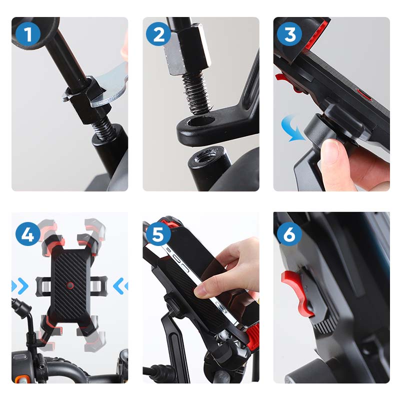 Universal bike phone holder with 360° view