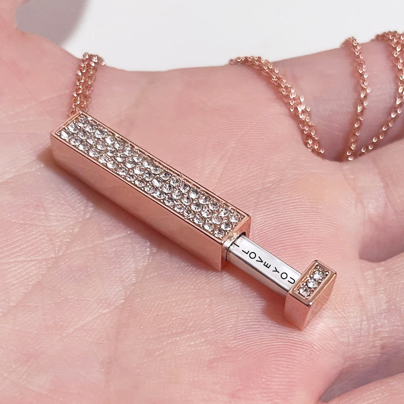 Secret I love you message bar necklace