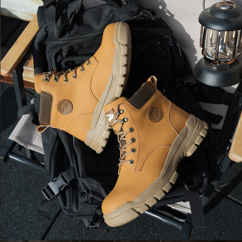 Anti-smash and anti-puncture steel toe safety shoes