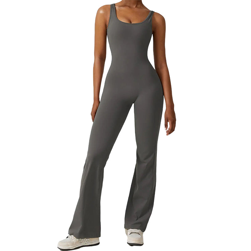 Tight One-piece Yoga Wear V-Back Jumpsuit