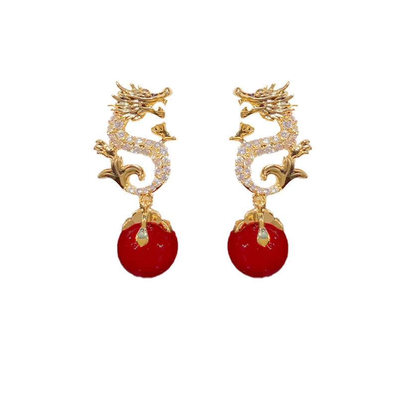 Dragon Hanging Bead Earrings