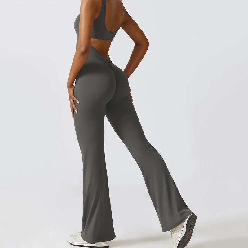 Tight One-piece Yoga Wear V-Back Jumpsuit