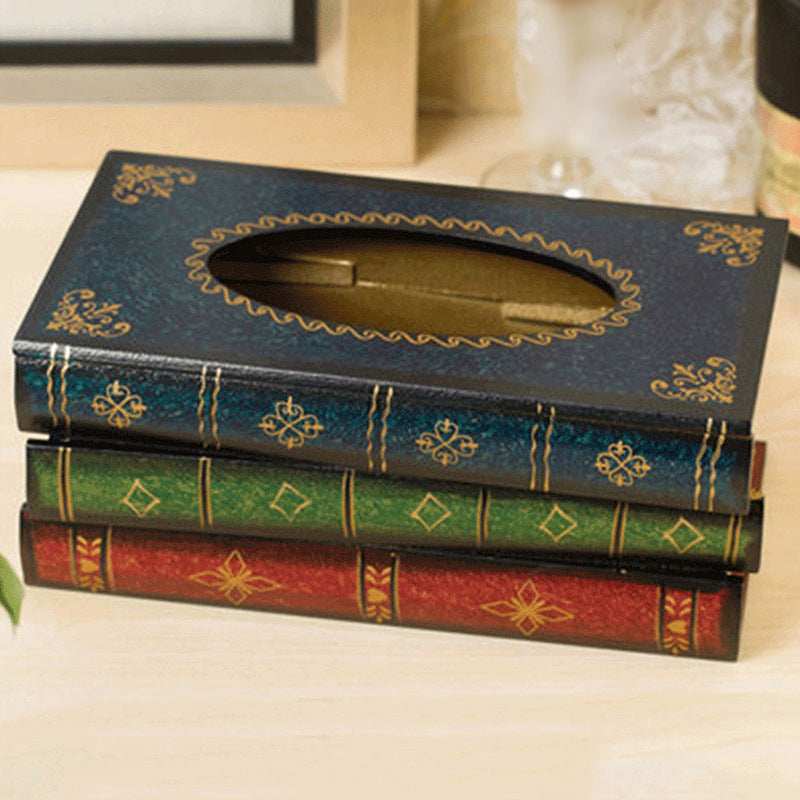 Wooden Book Tissue Box