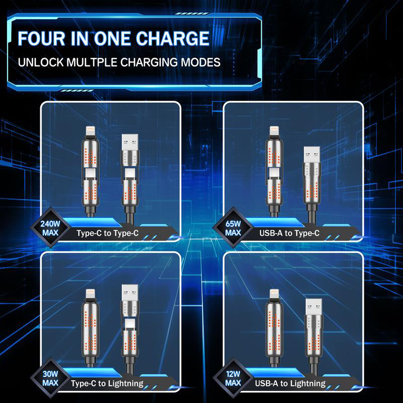240W 4-in-1 Fast Charging Cable