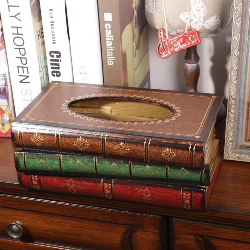 Wooden Book Tissue Box