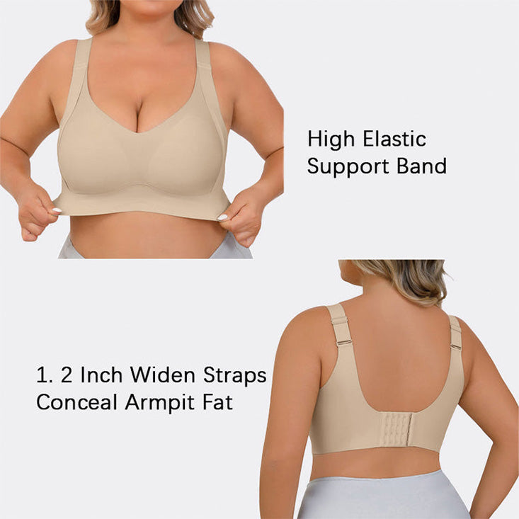 Plus-size women's shaping support bra without underwire.