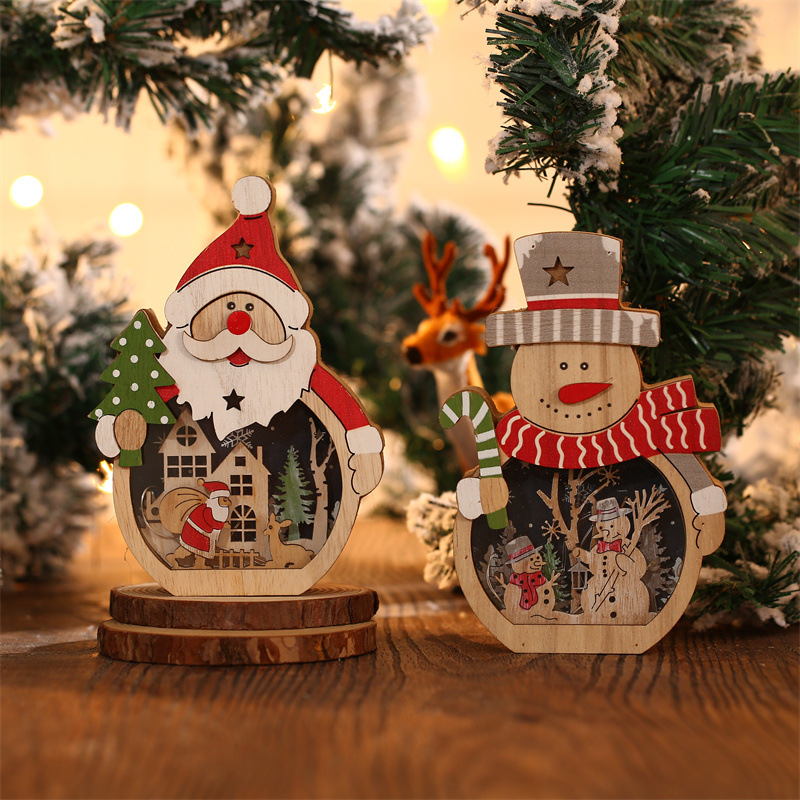 LED Chirstmas Wooden Ornaments Lighting