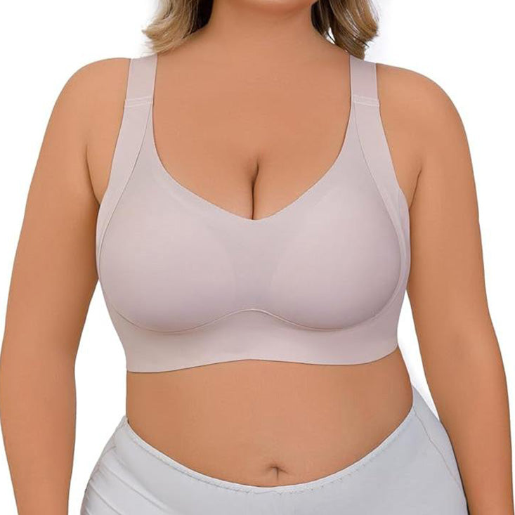 Plus-size women's shaping support bra without underwire.