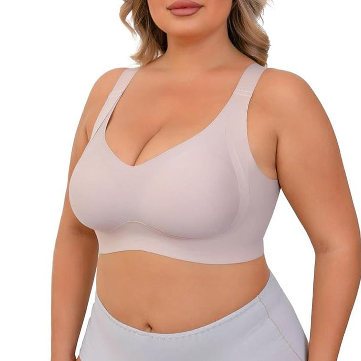 Plus-size women's shaping support bra without underwire.