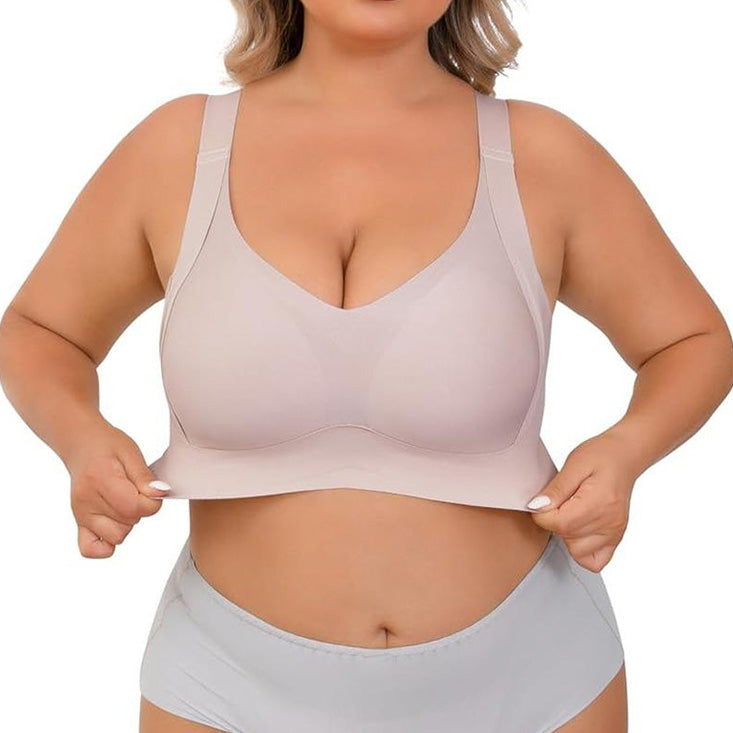 Plus-size women's shaping support bra without underwire.