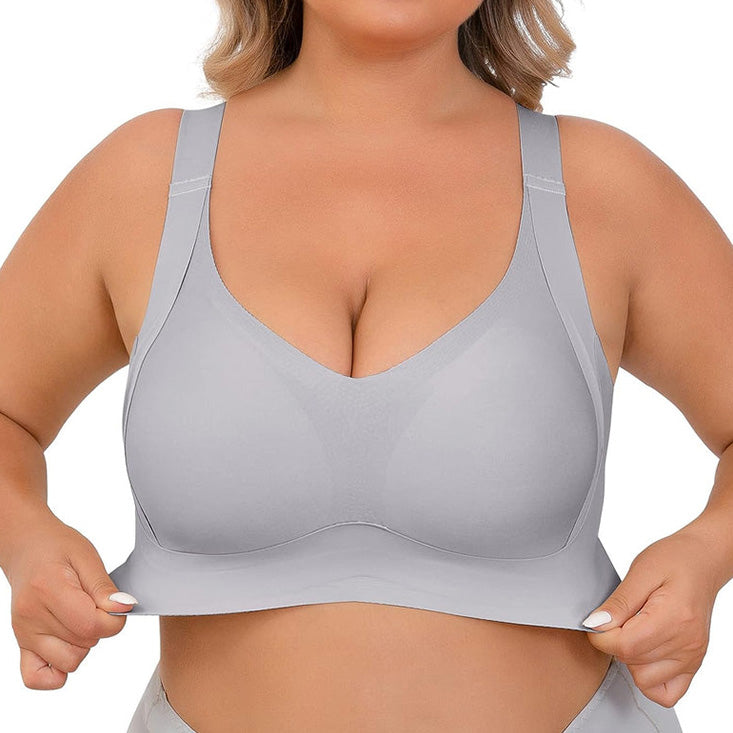 Plus-size women's shaping support bra without underwire.