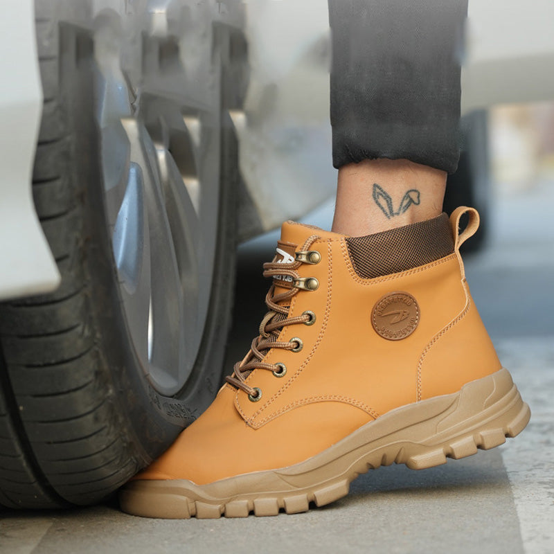 Anti-smash and anti-puncture steel toe safety shoes