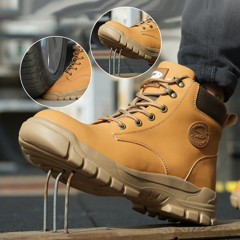 Anti-smash and anti-puncture steel toe safety shoes