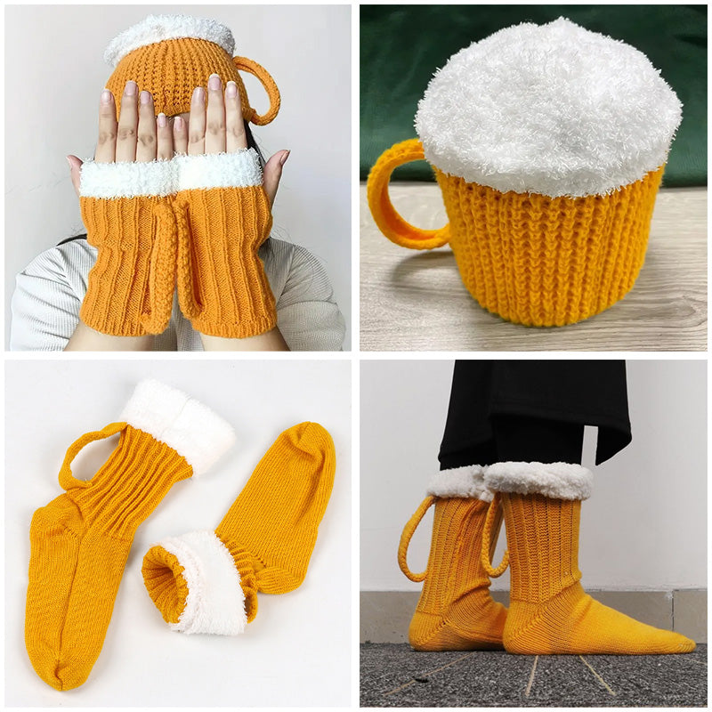 🍺Funny 3D Beer Mug Knitted Glove Gift🎁