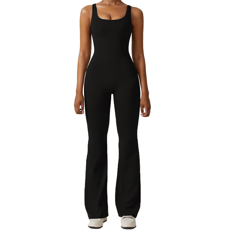 Tight One-piece Yoga Wear V-Back Jumpsuit