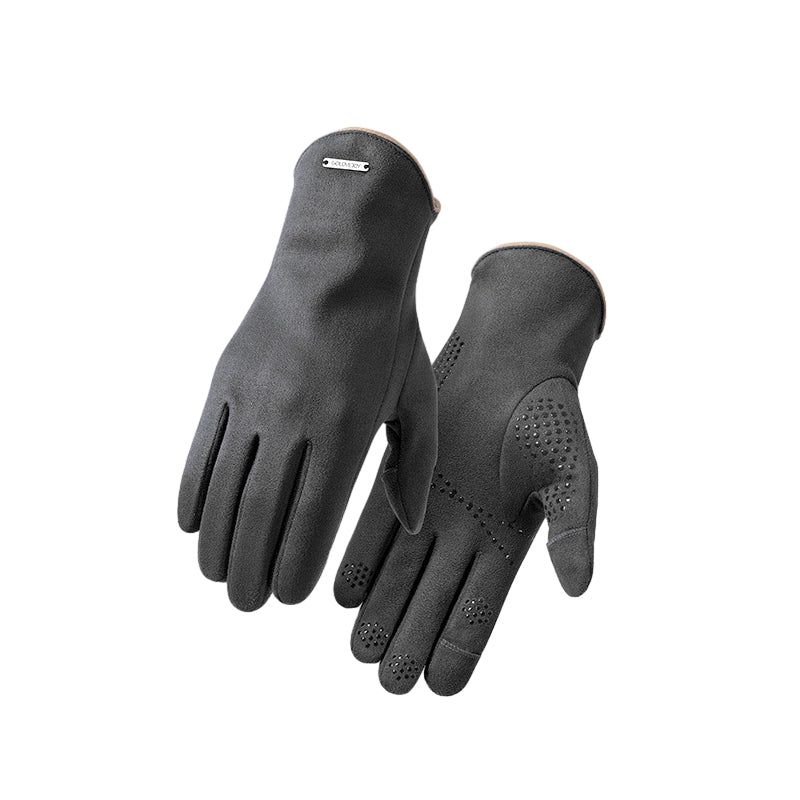 Warm touch screen anti-slip thickened suede gloves