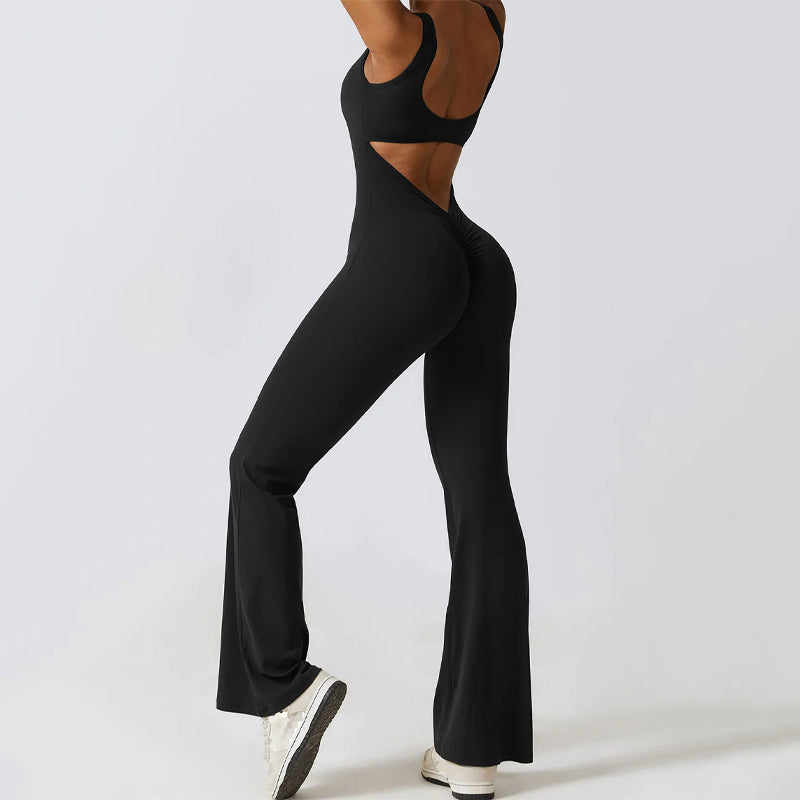 Tight One-piece Yoga Wear V-Back Jumpsuit