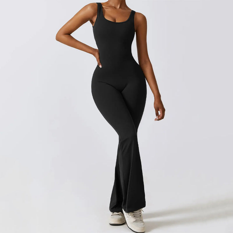 Tight One-piece Yoga Wear V-Back Jumpsuit