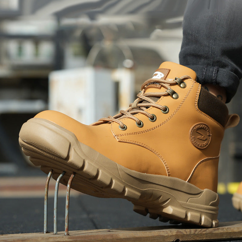 Anti-smash and anti-puncture steel toe safety shoes
