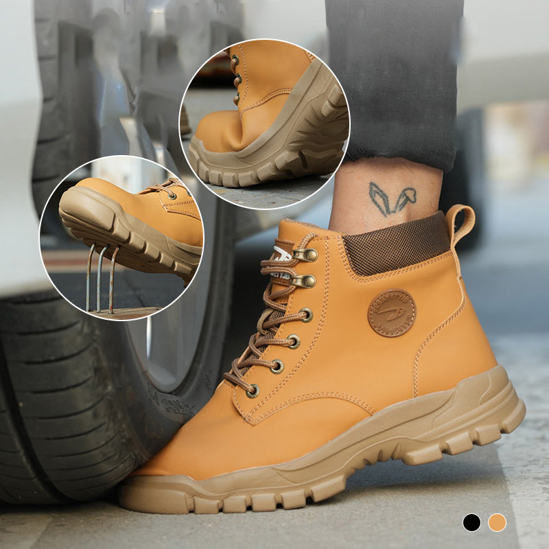 Anti-smash and anti-puncture steel toe safety shoes