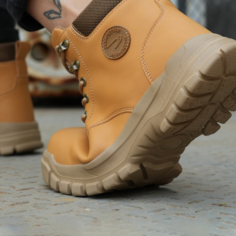 Anti-smash and anti-puncture steel toe safety shoes