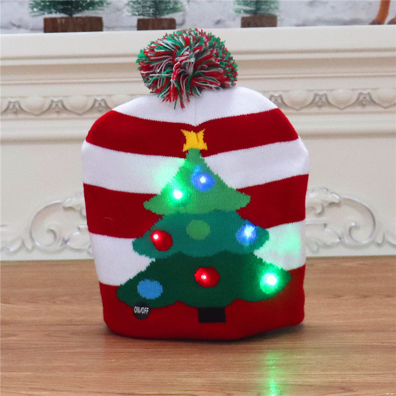 Colorful luminous knitted Christmas hat