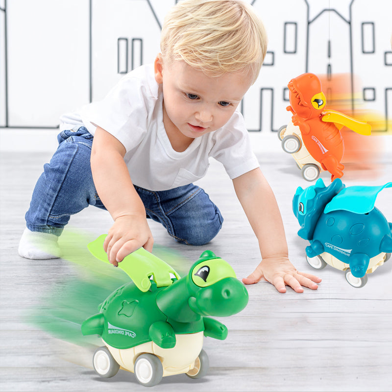 Press-driven dinosaur car toy