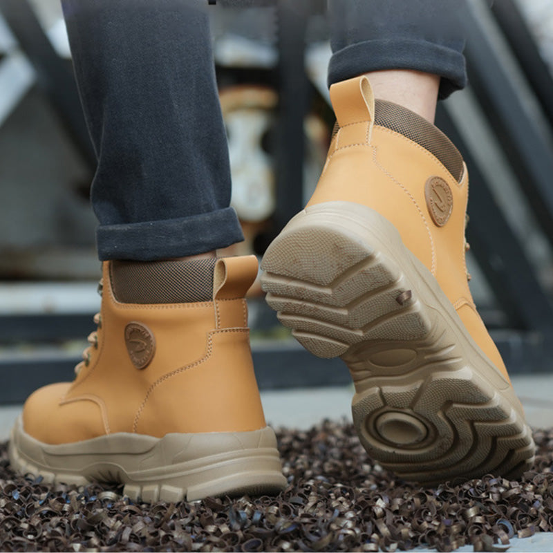 Anti-smash and anti-puncture steel toe safety shoes