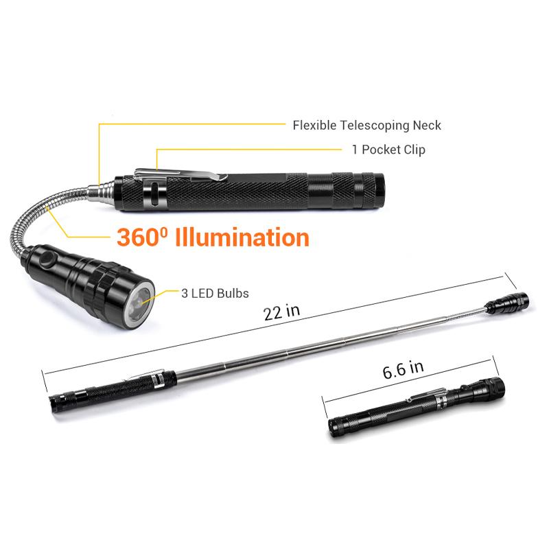 Telescoping Magnetic Pickup Flashlight