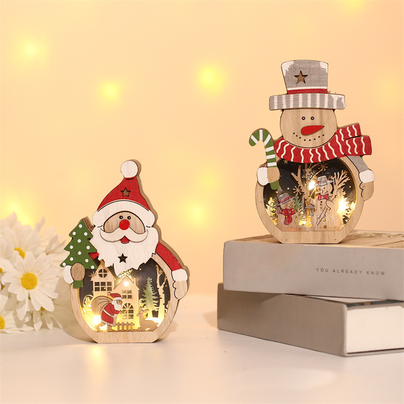 LED Chirstmas Wooden Ornaments Lighting