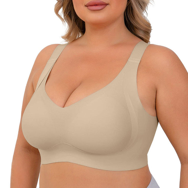 Plus-size women's shaping support bra without underwire.