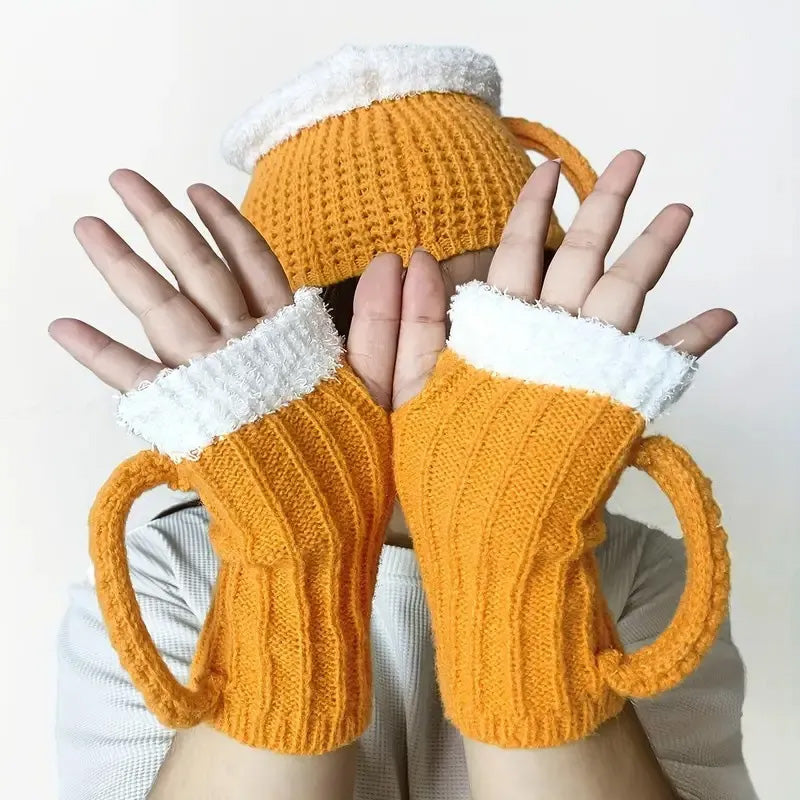 🍺Funny 3D Beer Mug Knitted Glove Gift🎁