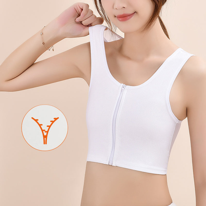 Thin front-zip bustier tank top