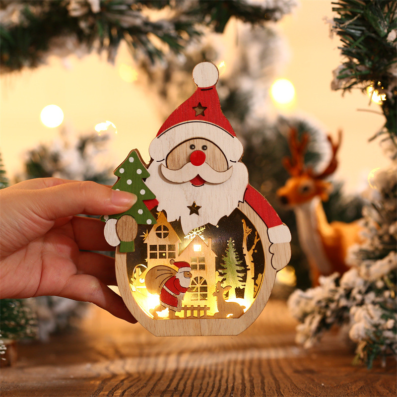 LED Chirstmas Wooden Ornaments Lighting