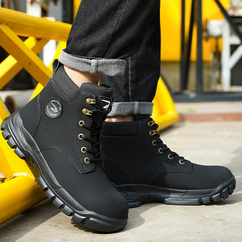 Anti-smash and anti-puncture steel toe safety shoes