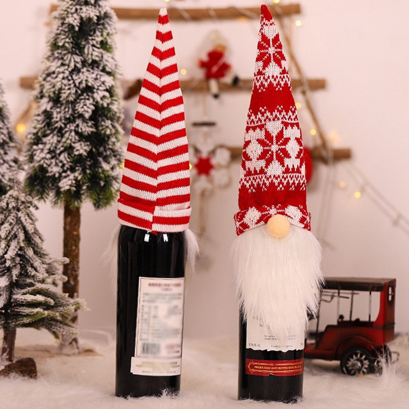 Christmas Faceless Gnome Wine Bottle Covers