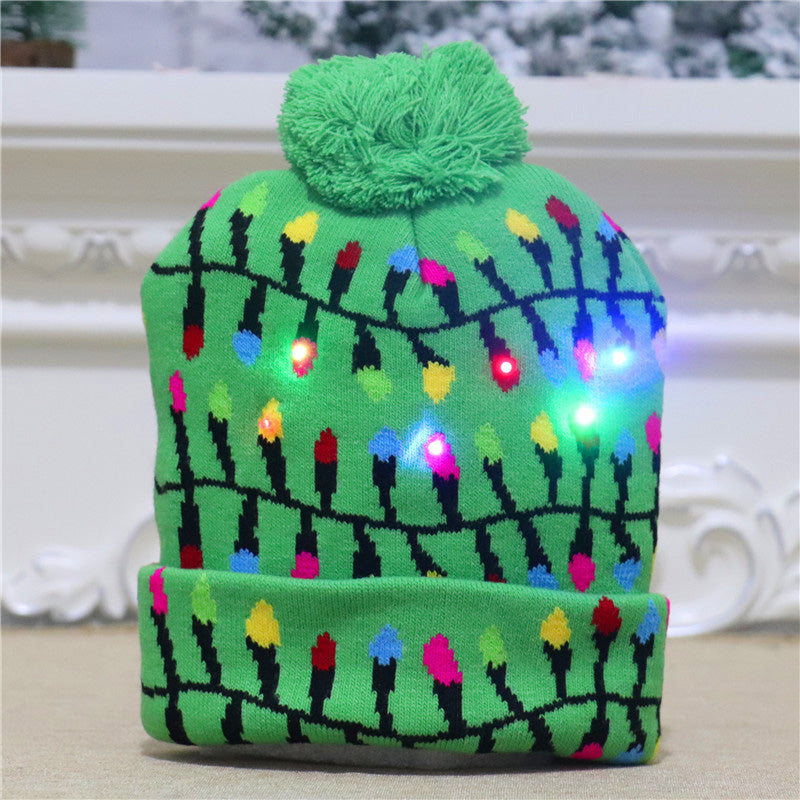 Colorful luminous knitted Christmas hat